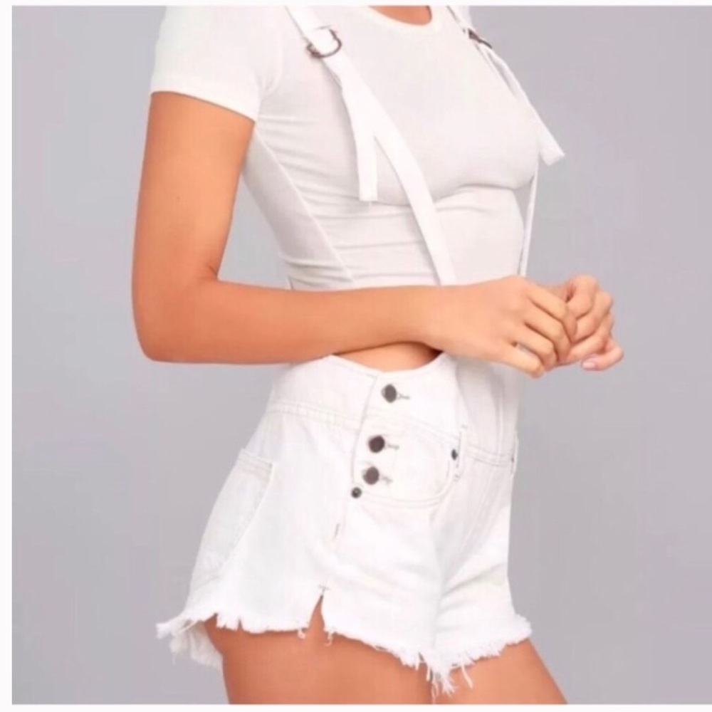 Free people white overall shorts